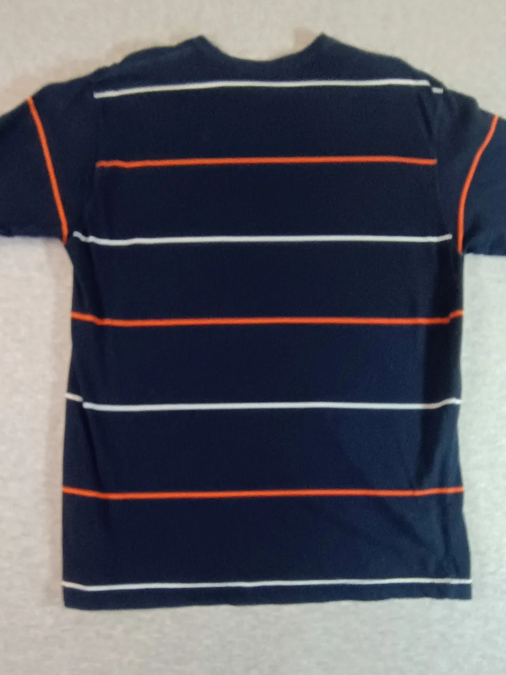 Quiksilver Navy Striped Pocket Tee with Orange & White Lines